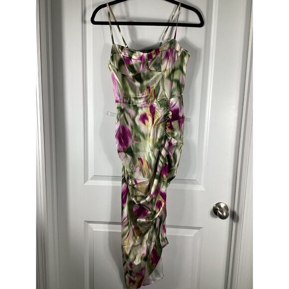 Cider Womens Asymmetrical Ruched Floral Dress Size Small Summer100% Polyester - Picture 5 of 8
